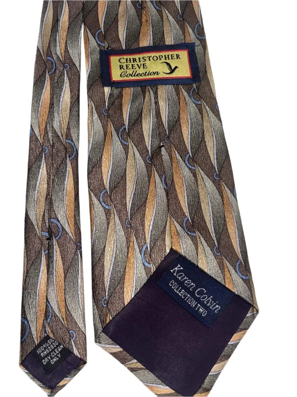 CHRISTOPHER REEVE COLLECTION brown, bronze, blue - Karen Colvin Design Silk Tie